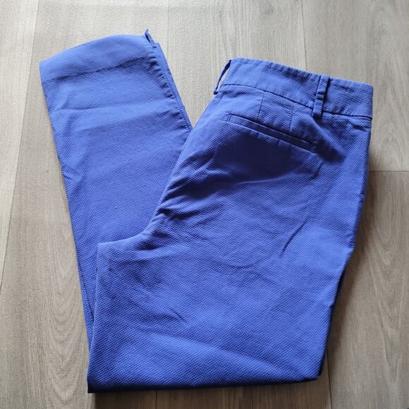 Talbots Petites Womens Pants 10P Blue Textured Cotton Blend - Picture 2 of 5